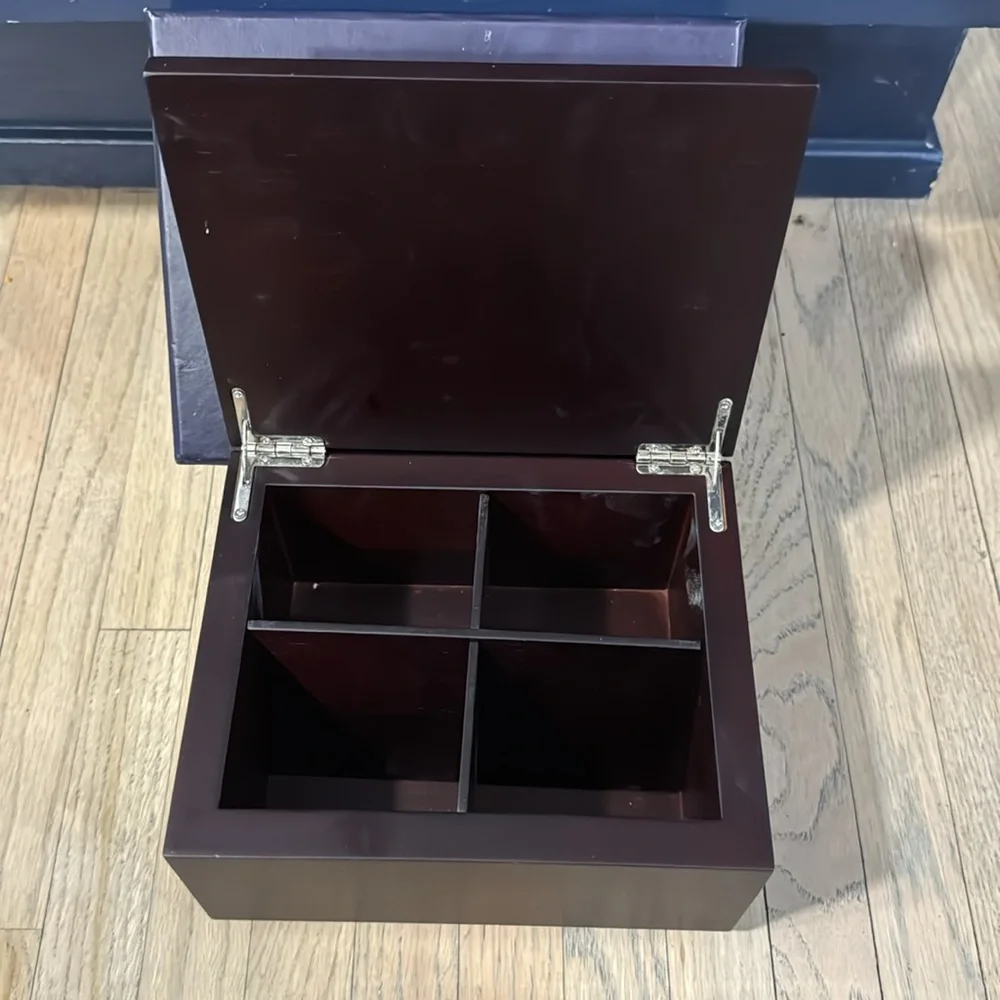 Hazorfim tea box wood and silver 4 compartment